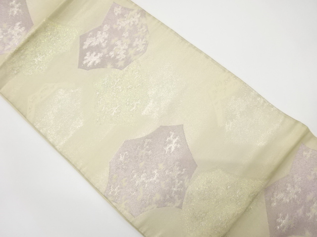 JAPANESE KIMONO / ANTIQUE FUKURO OBI / SILK / WOVEN ABSTRACT PATTERN